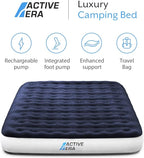 Active Era Luxury Camping Air Mattress with Built in Pump - Queen, USB Rechargeable Pump, Travel Bag for Tent Camping
