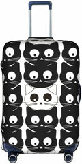 Travel Luggage Cover Suitcase Protector, Black White Cats Washable Elastic Stretch Double-sided Anti-scratch Luggage Sleeve Protector with Concealed Zipper for Wheeled Suitcase Fits 22-24 Inch Luggage