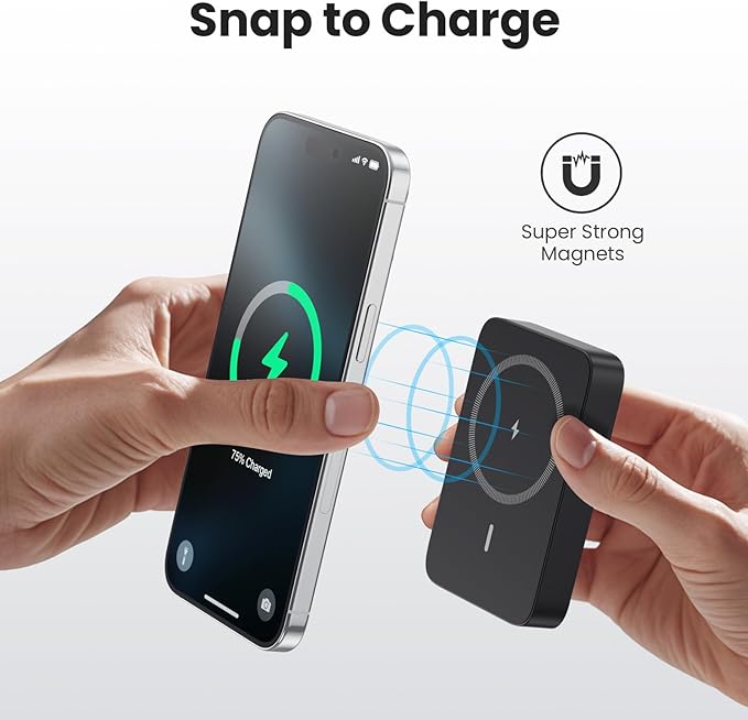 Magnetic Portable Charger 10800mah for Magsafe Battery Pack, Wireless Power Bank with 25W PD Fast Charging & LCD Display, Compatible with iPhone 16/15/14/13/12 Pro/Pro Max/Plus-Black