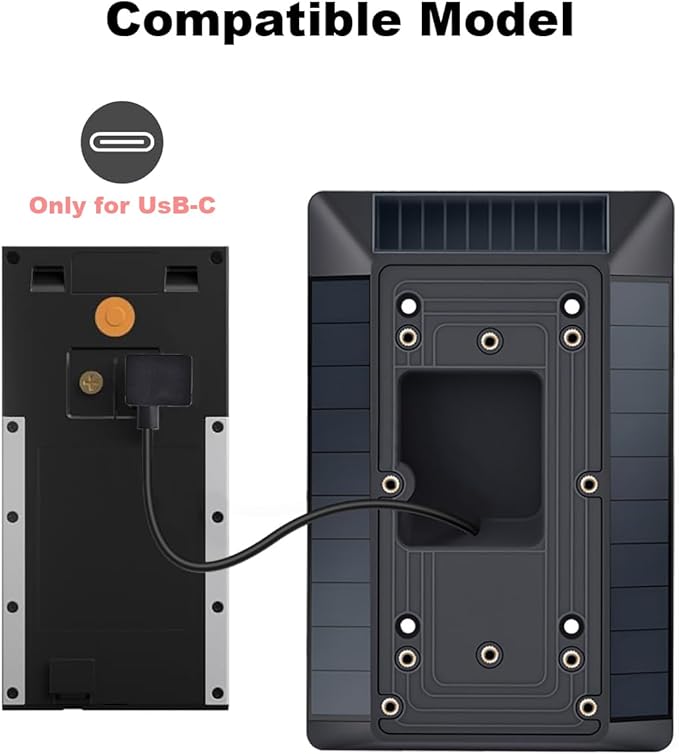 The Fansoun Ring Solar Charger Battery Doorbell Is Only Compatible With Battery Doorbells (USB-C Port) Waterproof Continuous Solar Panels And Is Not Suitable for Micro USB or Other Plug Type Doorbells