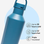 Corkcicle Classic Sport Canteen Insulated Water Bottle - Keeps Beverages Cold 25 Hours - Triple Insulated - Summer Drinkware Gift - Keeps Drinks Ice Cold - Leak-Proof Cap - 32 oz - North Shore