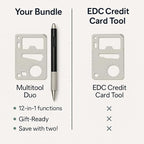 12-in-1 Tool Pen & Stainless Steel EDC Wallet Card Tool Gift Set | Multitool Duo Everyday Carry Survival Gadget for Men & Women (2-pack)