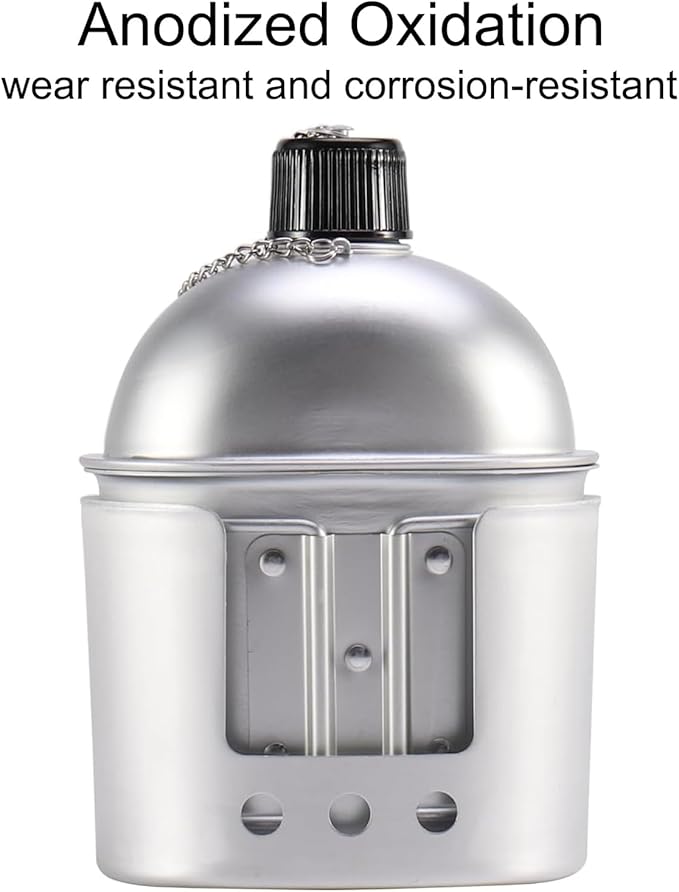 Canteen Cup Stove Pouch Kit Military Canteen with Cup for Outdoor Camping Survival Hiking Backpacking