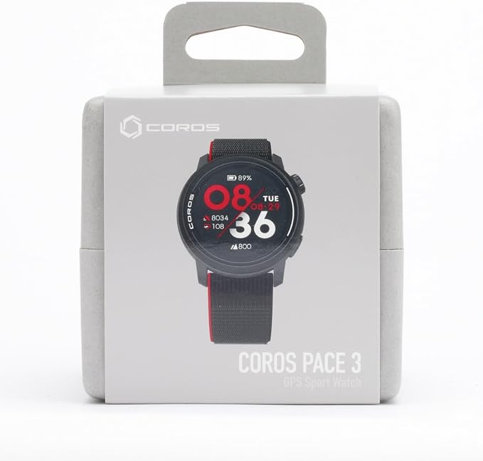 COROS PACE 3 GPS Sport Watch –Lightweight, Comfortable Running Watch, 17-Day Battery Life, Accurate GPS, Heart Rate Monitor, Navigation, Sleep Tracking, Training Plan, Run, Bike, and Ski- Black Nylon
