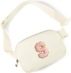 Gitus Personalized Gifts Birthday Gifts for Girls Fanny Pack Cross Body Bags with Initial Letter Preppy Stuff Gifts for Her Girlfriend Wife Sister Friends Mom (Ivory-S)