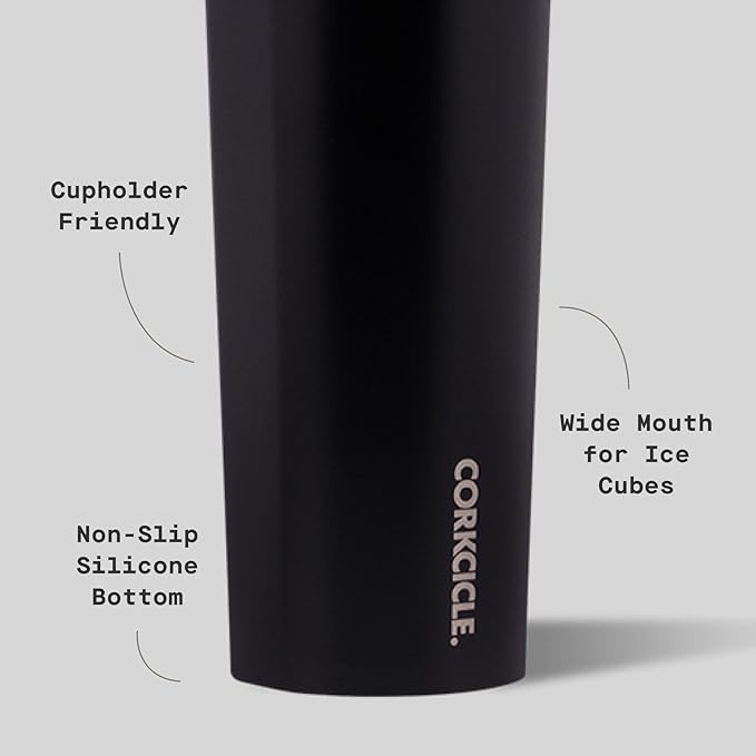 Corkcicle Sport Canteen - Keeps Drinks Cold 25 Hours - Stainless Steel Water Bottle - Triple-Insulated - Spill-Proof - Summer Drinkware Gift - Keeps Drinks Ice Cold - 20 oz - Gloss Black