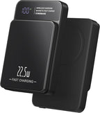 Magnetic Power Bank, 10000mAh Magnetic Portable Charger, 22.5W Wireless Power Bank, USB-C Fast Charging, LED Display Magnetic Battery Pack, Compatible for iPhone 17/16/15/14/13 Pro/Pro Max/Plus(Black)