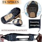 Ice Cleats Traction Crampons for Shoes and Boots - Anti-Slip Walking on Snow and Ice - Overshoe Rubber Grippers With 24 Studs - Slip-on Stretch Footwear for Men and Women