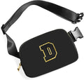 Gitus Belt Bag Fanny Pack Crossbody Bags with Initial Letter Patch Gifts for Wife Older Women Mother Coworker Bridesmaid Anniversary Travel Gifts Beach Gifts (Black-D)