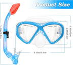 Kids Snorkel Set Dry Top Snorkeling Gear for Kids Youth Boys Girls Junior Age 5-15,Tempered Glass Swimming Diving Mask and Snorkel Set 180 Degree Panoramic View