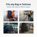 2 Pack TSA Approved Travel Combination Cable Luggage Locks for Suitcases & Backpacks - Black