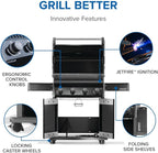 Napoleon Rogue 525 Natural Gas Grill, Black, Durable 4-Burner Cooking Surface