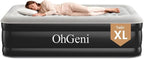 OhGeni Twin XL Air Mattress with Built in Pump for Guest, 18'' Colchon Inflables Blow Up Air Bed with Carrying Bag for Camping, Raised Elevated Double Airbed, Foldable & Portable Air Mattress, Black