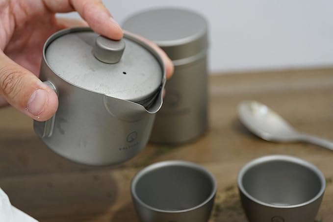 Valtcan Titanium 180ml 6oz Teapot Gaiwan Tea Maker Pour Single Double Wall Cup Pot Teaware Weighs 98g