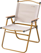 BOOSDEN Camp Chair, Portable Outdoor Wide Folding Camping Chairs, Ultralight Beach Chair with Wooden Handle for Picnic Lawn Leisure Park Travel Hiking Fishing, Foldable Chairs Support 330Lbs