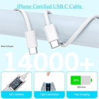 10FT Woven Cable for Apple 17 16 15, 60W 10Foot USB C to Type C Braided Charger Cable Cord & 20W USB C Charger Block Cube Travel Plug Super Quick Charging for iPhone 17 16 15/Plus/Pro/Pro Max,iPad Pro