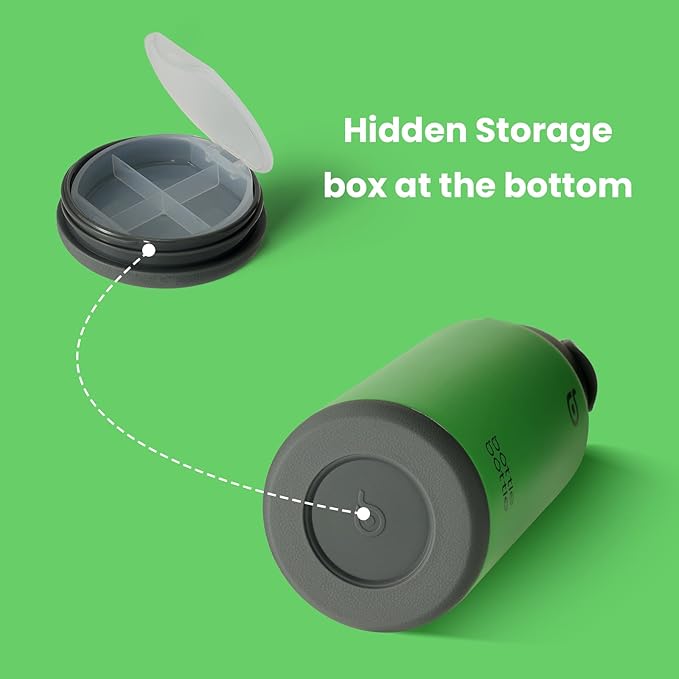 BOTTLE BOTTLE 32oz Insulated Water Bottle Stainless Steel Sport Water Bottle with Straw Dual-use Lid Design for Gym with Pill Box