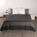 Thick Alpaca Wool Blanket Heavyweight Camping Outdoors Indoors Soft Peru King Size Ethnic Design (Dark Gray - Soft Gray Design, King Size)