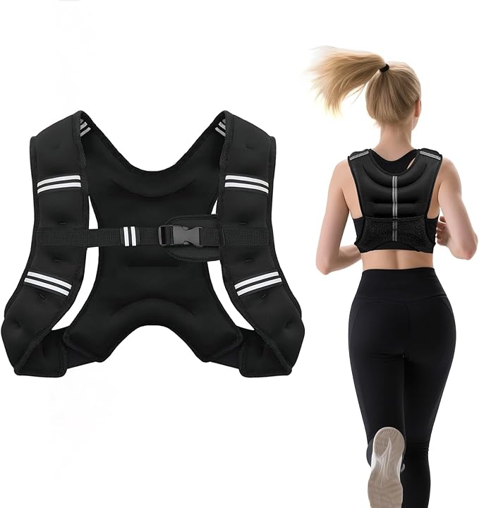 Weighted Vest for Woman Men,6lb/8lb/12lb/16lb/20Lb/25lb Weight Vest with Reflective Stripe Adjustable Buckle Strap Back Pocket Workout Strength Training Walking Jogging Running
