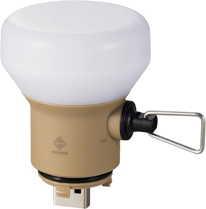 NESTOUT Rugged Outdoor Camping LED Lantern w/ Mini Tripod, Dimmable USB Powered Soft LED Light, IP44 Water Dust Resistant, 10-350 Lumen, Portable Lamp for Power Bank EDC Travel, LAMP-1 (Beige)