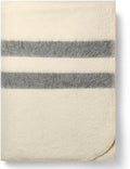 Thick Alpaca Wool Blanket Queen Size Heavyweight for Camping Outdoors or Using Indoors | Soft Peruvian Alpaca Wool Blankets (Ivory - Soft Gray Stripes, Queen)