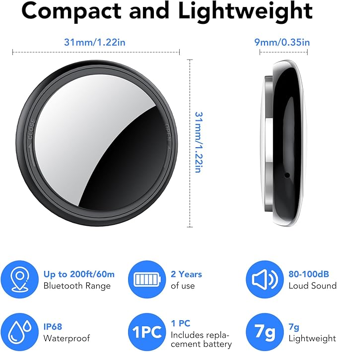 Air Tracker Tags-4 Pack, 2025 New [Apple MFi Certified], Bluetooth Tracker Work with Apple Find My (iOS Only), Replaceable Battery Last 2 Years,Item Finder for Luggage/Key/Suitcase,with Diverse Holder
