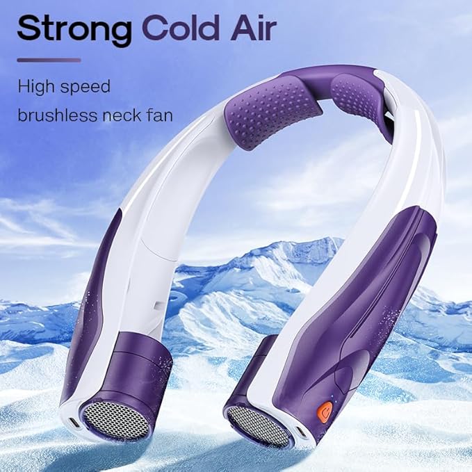Neck Fan Rechargeable for Women: 6000mAh Battery Air Volume, 5S Fast Cooling Portable Personal Fan, 6 Speeds, No Hair Twisting - USB Quick Charge, Gift for Fashion Women, Bestie (Purple)