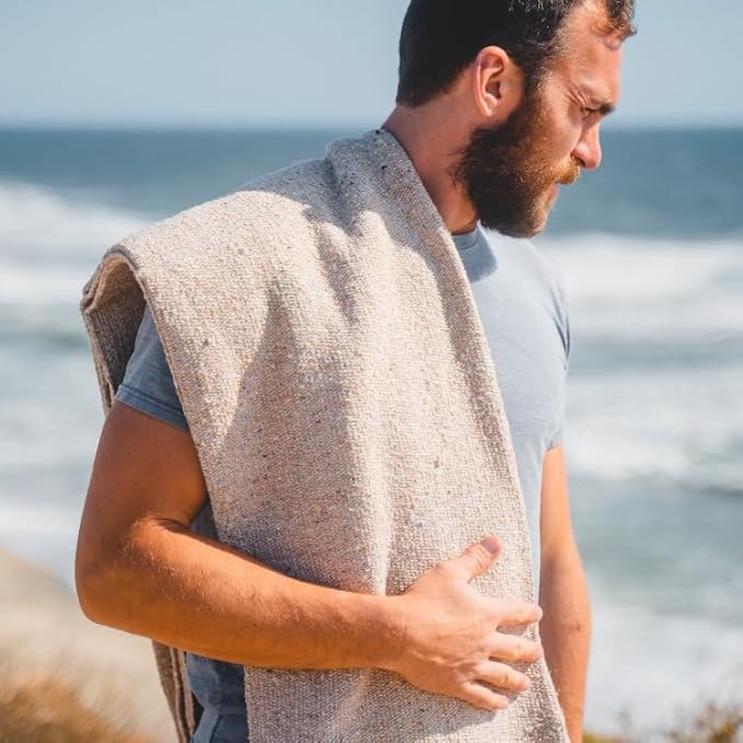 Open Road Goods Solid Color Mexican Yoga Blanket – Large Handwoven Throw for Yoga, Beach, Camping or Home – Soft and Durable Cotton Blend