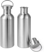 Volhoply 32oz Stainless Steel Water Bottle with Handle 2 Pack,Non Insulated Single Wall, Dishwasher Safe No Plastic 18/8 304 Metal Water Bottles with Wide Mouth for Camping, Hikers, Cyclists