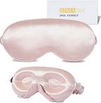 ZIMASILK Adjustable 22 Momme 100% Mulberry Silk Sleep Mask, Upgraded 3D Contoured Cup Eye Mask for Sleeping, Super Soft & Breathable Blindfold, Blackout for Deep Sleeping (Pink)