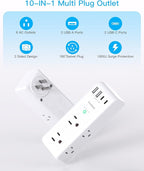 PD 30W Surge Protector Outlet Extender, Rotating Plug, One Beat 6 AC Multi Plug Outlet with 4 USB Ports (2 USB C), 1800J, 3-Sided Swivel Power Adapter with Spaced Outlet Splitter for Home Office Dorm