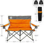 Northroad Outdoor Camping Chair Set of 3,Folding Padded Camp Chair w/1 Sofa,2 Single Chairs,Collapsible Conversation Set for Family Patio, Beach(Orange)