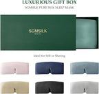 100% Mulberry Silk Sleep Mask, Large Size Travel Eye Masks for Side Sleepers, Adjustable Sleeping Mask for Women and Men, 100% Blackout Eye Mask for Sleeping Light Blue