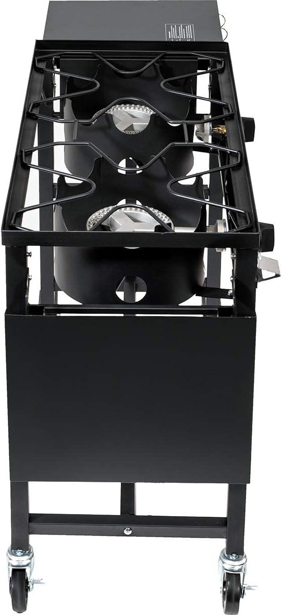 Barton Outdoor Camping Propane Double Burner Stove 2 Folding Cook Cooking Station Stand Picnic BBQ Grill 58,000 BTU, Black