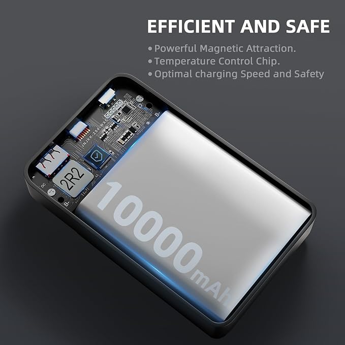 Magnetic Power Bank, 10000mAh Magnetic Portable Charger, 22.5W Wireless Power Bank, USB-C Fast Charging, LED Display Magnetic Battery Pack, Compatible for iPhone 17/16/15/14/13 Pro/Pro Max/Plus(White)