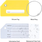 5 Pack Silicone Luggage Tag for Suitcases with Stainless Loop, TSA Approved, Privacy Protection Travel Essentials Bag Tags by Gostwo, Yellow