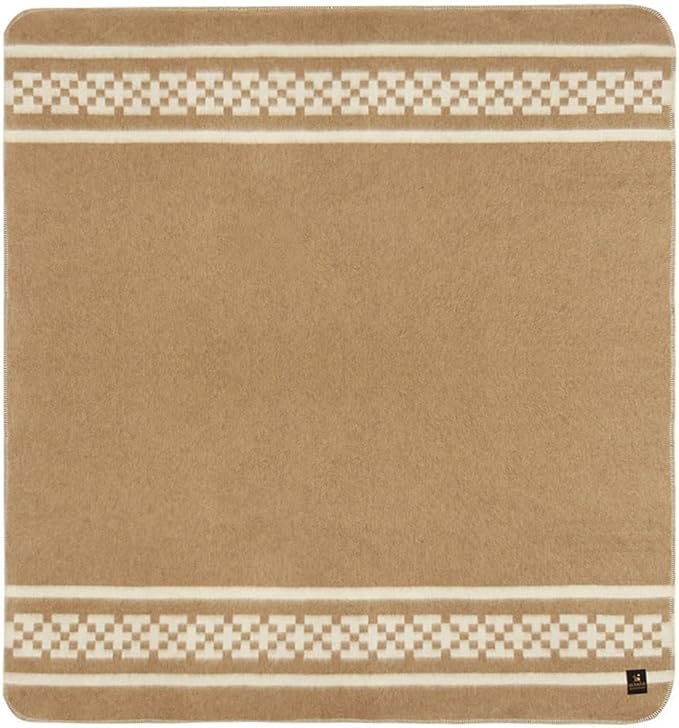 Inca Wall - Thick Alpaca Wool Blanket Heavyweight Camping Outdoors Indoors Soft Peru Queen Size New Ethnic Design (Soft Camel/Ivory, Queen Size)