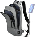 hk Backpack for Men Business Slim Backpack with USB Charger Computer Lightweight Anti-theft Travel Backpacks 15.6 inch Water Resistant Laptop Bag for Work Office College-Grey