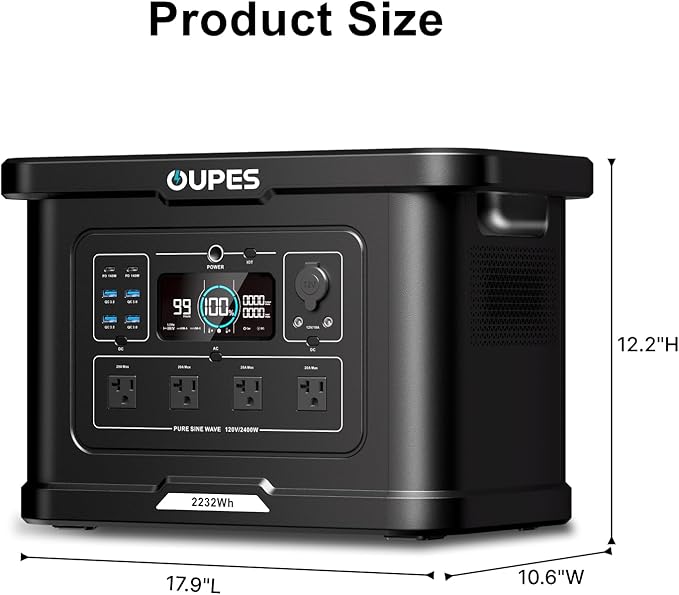 OUPES Exodus 2400 Solar Generator with 100W Panels, LiFePO4 Power Station for Camping, RVs, Home Backup & Off-Grid Adventures