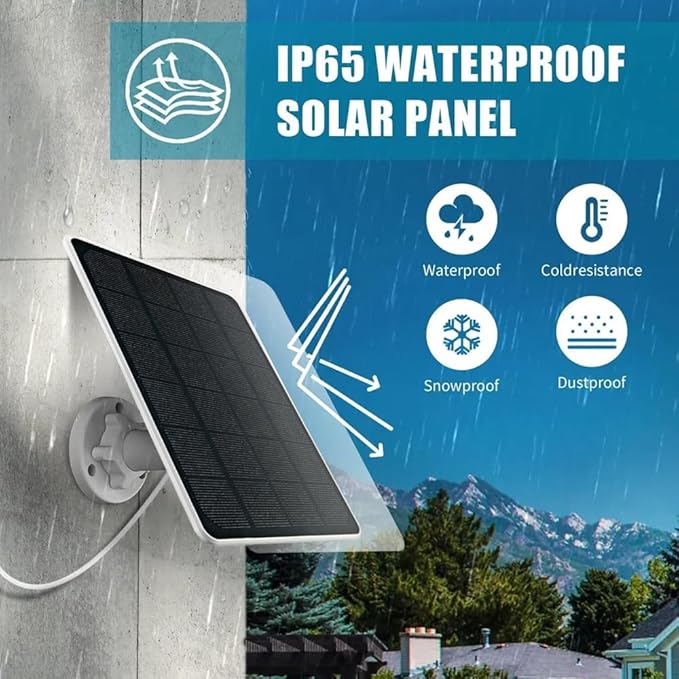 Solar Panel Charger for Security Camera, USB-C and Micro USB Port for Outdoor Rechargeable Battery Camera, 5V6W Fast Charging (2Pack)