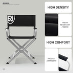 EVER ADVANCED Aluminum Directors Chair, Folding Studio Movie Chairs Camping Event Vendor Chair, 19" Seat Height Black Fabric/White Frame, Support 350lbs