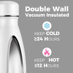 Volhoply 25oz Insulated Water Bottles Bulk 1/2/4 Pack, Metal Sports Water Bottles, Keeps Cold & Hot, BPA Free Leakproof Bottle (White,4 Pack)