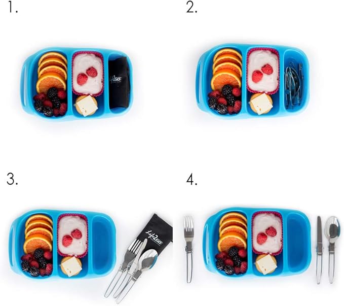 3-Piece Compact Camping Silverware & Utensil Set – Portable Cookware Kit for Hiking, Backpacking, Travel, BBQ & Grilling – Folding Reusable Stainless Steel Knife, Fork & Spoon in Tidy Black Bag