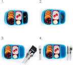 3-Piece Compact Camping Silverware & Utensil Set – Portable Cookware Kit for Hiking, Backpacking, Travel, BBQ & Grilling – Folding Reusable Stainless Steel Knife, Fork & Spoon in Tidy Black Bag