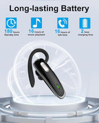 Bluetooth Headset, V5.1 Ultralight Wireless Handsfree Earpiece Cell Phone with Noise Cancellation Microphone for PC Tablet/Laptop Computer, Headphones for Trucker/Driver/Business- Black