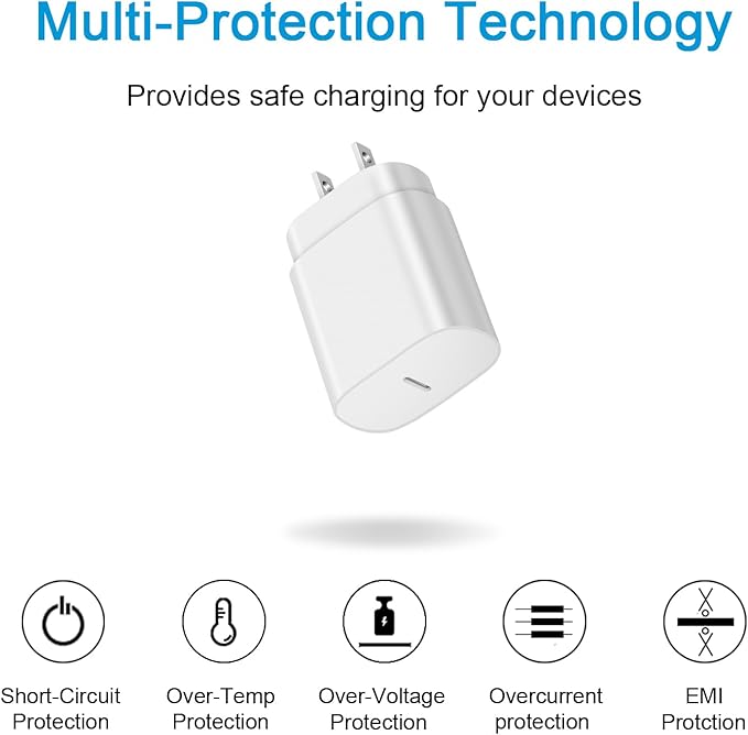 Type C Charger Fast Charging for iPhone 17 16 15,10FT USB C Samsung Chargers Block 25W Super Fast Chargers for Samsung Galaxy S25/S24 S23/iPhone Air/17/17 Pro Max/iPhone 16/16 Pro Max/15 Pro(White)