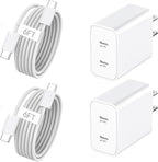 iPhone 17 Charger Fast Charging,2-Pack 6FT 2in1 Dual USB C PD Charger Block Type C to C Woven Charger Cable for iPhone 17 Pro Max/17 Pro/Air/16 Pro Max/16 Plus/16e/15 Pro/15 Plus,iPad Pro/Air/Mini