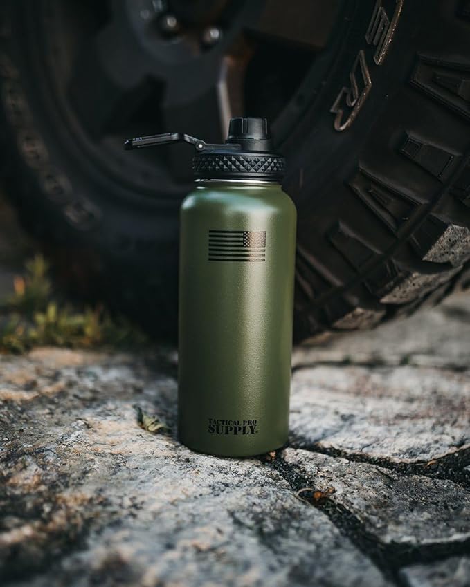 Tactical Pro Supply 32 oz. Patriotic Water Bottles | Decorated in the USA | Made with Premium Stainless Steel Material | Double Wall Vacuum Water Bottle Insulated