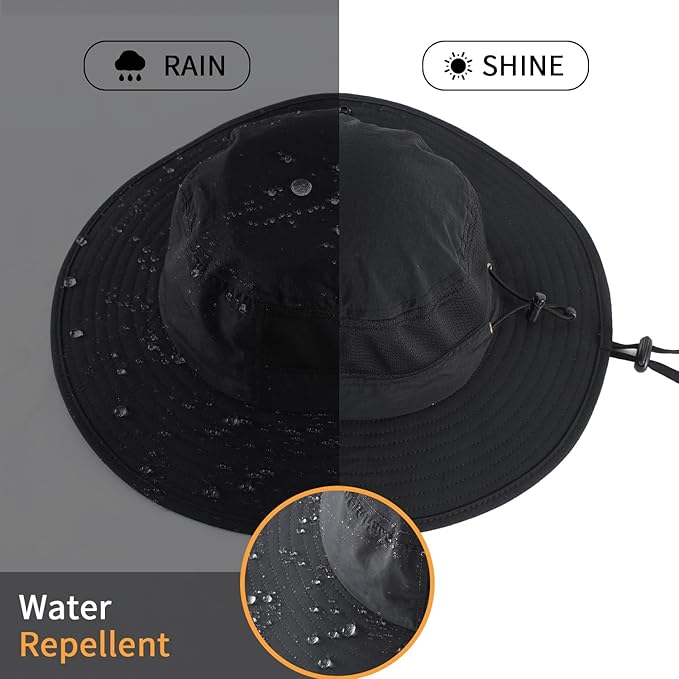 Home Prefer UPF50+ Mens Sun Hat Wide Brim Womens UV Protection Beach Bucket Hat for Fishing Hiking Snap Up Cowboy Hat