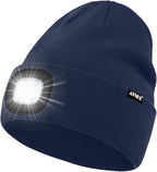 ATNKE LED Lighted Beanie Hat,USB Rechargeable 4 LED Running Headlamp Bright Cap with The Light Gifts for Men and Women